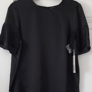 Worthington Short Sleeve Blouse With Fringe